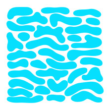 Square Blue Aquamarine Abstract Illustration, Camouflage Spot Smeared Blob