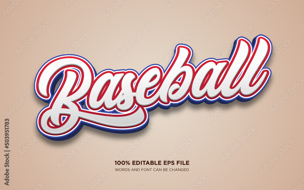 baseball editable text style effect Stock Vector | Adobe Stock