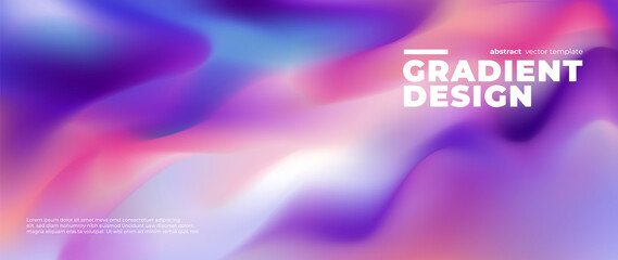 Abstract gradient fluid vector background. Purple wallpaper template with dynamic color and waves, blurred, blend, liquid. Futuristic modern backdrop design for business, presentation, ads, banner.