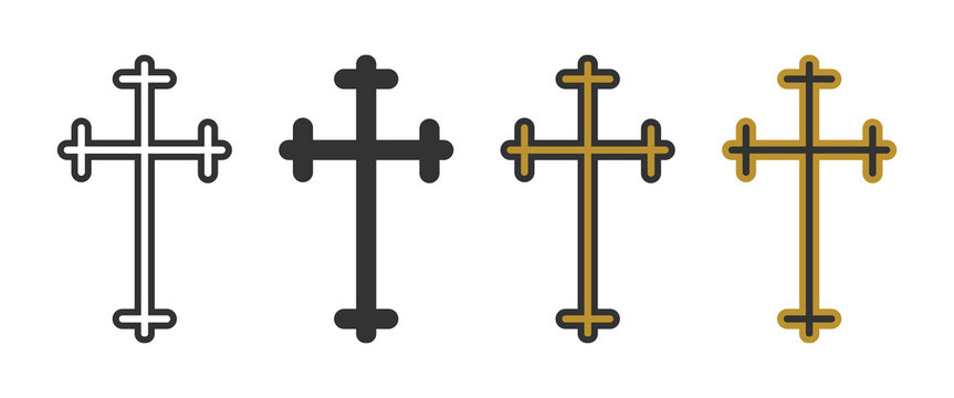 Orthodox cross icon. Russian church symbol. Sign religion vector.