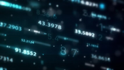 Poster - Big Data Digital Business Hitech Background/ 4k animation of an abstract wallpaper big data business digital technology background including connected lines and numbers matrix styled flowing with dept