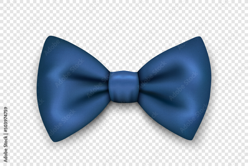 Vector 3d Realistic Blue Textured Bow Tie Icon Closeup Isolated. Silk ...