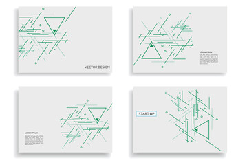 Aufkleber - Abstract cover design brochure. Minimal shapes composition. Vector patterns with triangles and lines