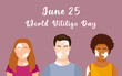 Wolrd Vitiligo Day. June 25. Group of people of different nationalities