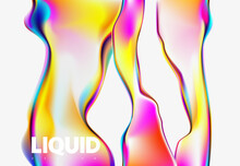 Abstract Liquid Holographic Gradient Shape. 3D Vector Design Element.