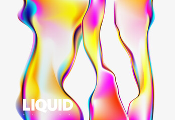 Wall Mural - abstract liquid holographic gradient shape. 3d vector design element.