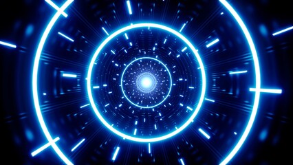 Poster - Glowing Blue Circle Light and Laser Beam