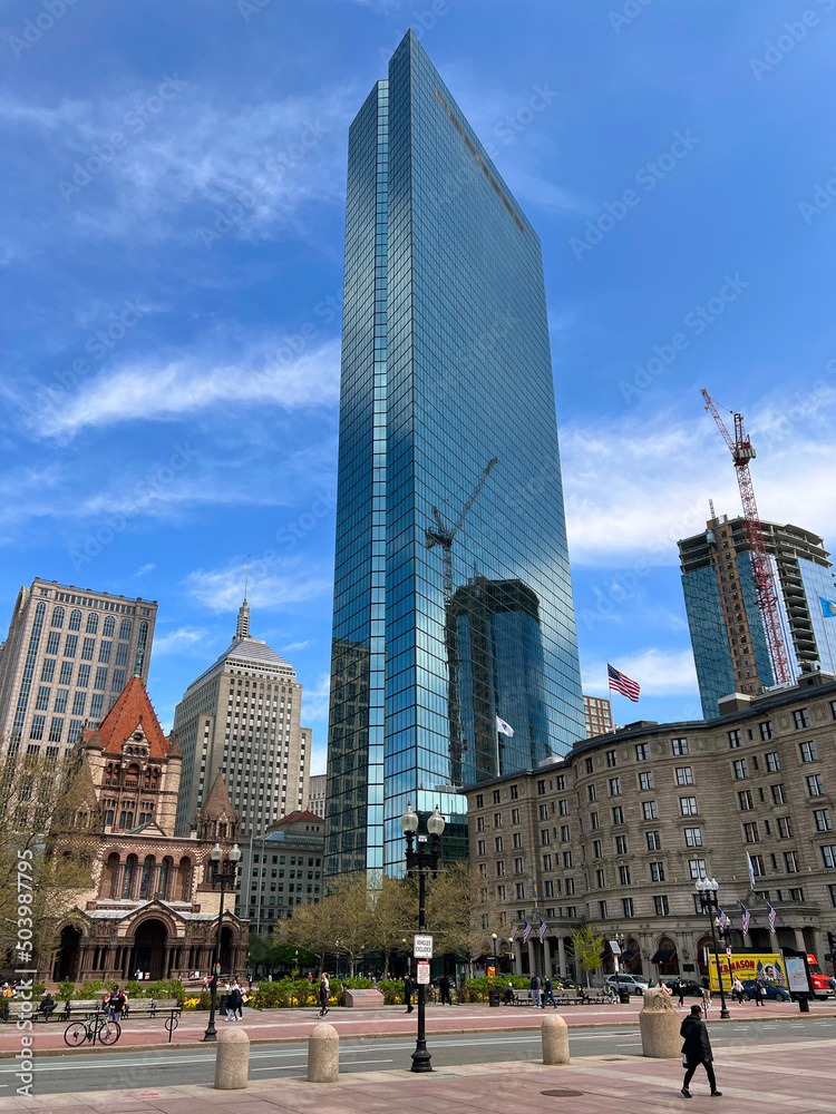 Boston Copley Square including Trinity Church, John Hancock Tower and ...