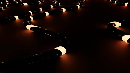 Wall Mural - 3d cables with neon stripes. design. energy flows in black computer cables. neon streams of energy m