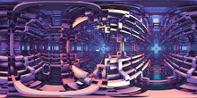 360 Degree Three Dimensional Popular Fractal Mathematical Algorithm, Abstract World, Equirectangular Projection, Environment Map. HDRI Spherical Panorama.