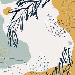 Wall Mural - background with organic shapes, leaves, plants. modern trendy vector graphic, template, greeting car