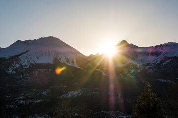 colorado mountain range at sunset