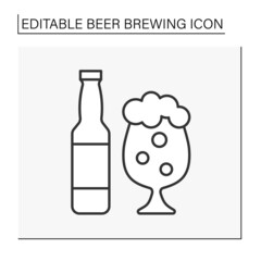 Wall Mural - Drink line icon. Craft beers. Bar. Beer brewing concept. Isolated vector illustration. Editable stroke