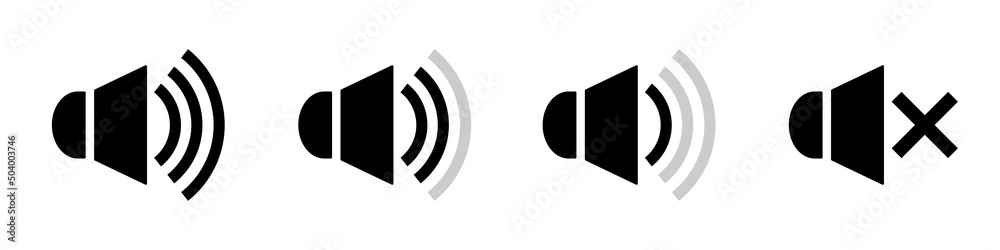 Sound icon. Set of black sound icons. Vector clipart isolated on white ...