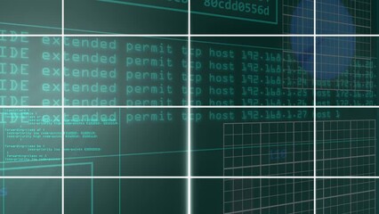 Security software screen on a network firewall animation 