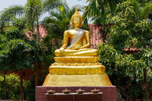 Golden Buddha Meditating At Wat Phra That Saeng Rung