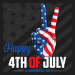 Hand peace sign with USA flag pattern for 4th of July American independence day and Veterans day