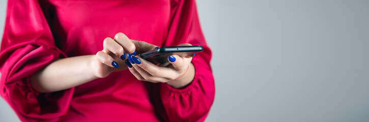 Canvas Print - Woman using mobile phone.