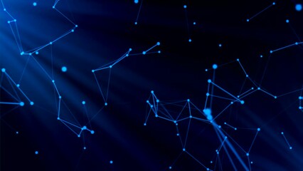 Poster - Abstract dark blue night sky with constellations, concept of astrology. Motion. Connected beautiful stars in the sky.