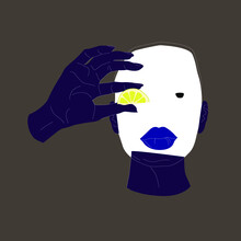 Vector Image, Abstract Portrait Of A Woman Holding A Lemon