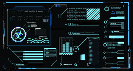 Poster - Collection of modern abstract posters. In acid style. Retro futuristic design elements, perspective grid, tunnel, circle. Black and white retro cyberpunk style. Futuristic info boxes layout templates.