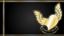 Luxury Winged Golden Heart Background Illustration