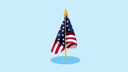 Sticker - usa flag in pole animation