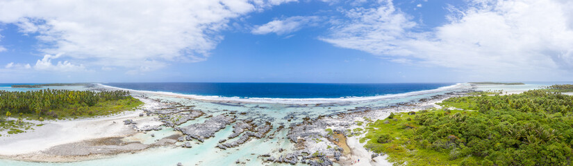 Wall Mural - aerial view of reef island, rangiroa, french polynesia