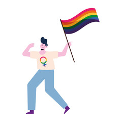 Poster - gay waving lgbtq flag