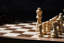 Leader And Success Business Competition Concept. Chess Board Game Strategy