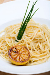 Wall Mural - Plate of linguine topped with a butter sauce