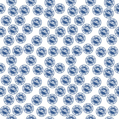 Poster - Blue casino chips. Vector chips seamless pattern.