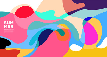 Colorful abstract liquid flat pattern illustration for summer holiday banner