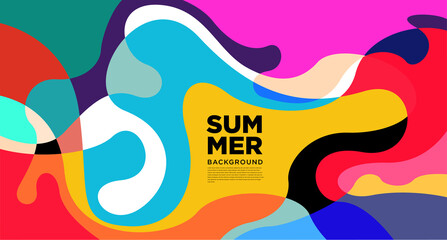 Colorful abstract liquid flat pattern illustration for summer holiday banner