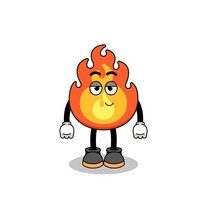 Fire Cartoon Couple With Shy Pose