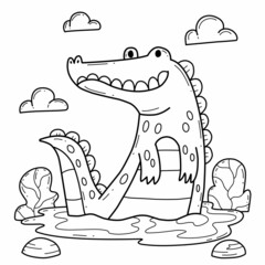 Wall Mural - animals coloring book alphabet. Isolated on white background. Vector cartoon alligator.