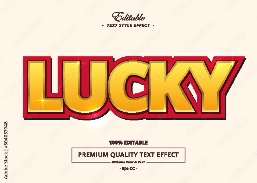 Lucki Text LUCKY VECTOR TEXT STYLE EFFECT Stock Vector | Adobe Stock