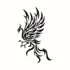 Wall Mural - phoenix logo, silhoutee of black and abstract fantasy bird vector illustrations