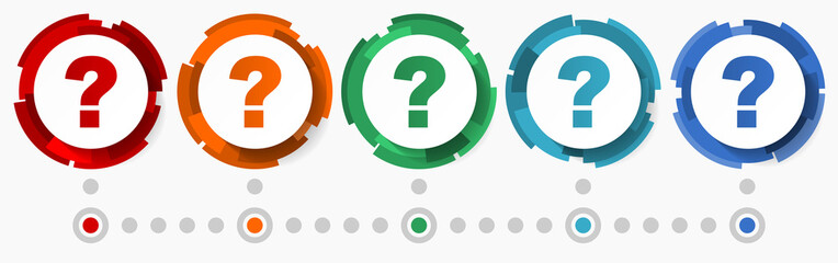 Leinwandbilder - Question mark concept vector icon set, modern design abstract web buttons i n 5 color options, infographic template