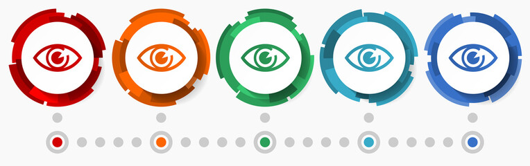 Aufkleber - Eye, view, see concept vector icon set, modern design abstract web buttons i n 5 color options, infographic template