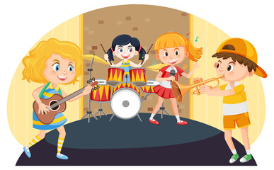 Sticker - Children practice music band