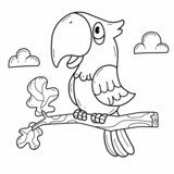 Fototapeta Pokój dzieciecy - animals coloring book alphabet. Isolated on white background. Vector cartoon macaw bird.