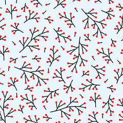 Sticker - Decorative branches with berries pattern seamless