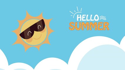 Canvas Print - hello summer lettering animated