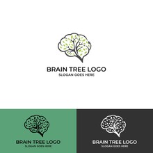Tree Brain Logo Concept. Human Mind, Growth , Innovation, Thinking, Symbol Stock Illustration.