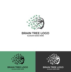 tree brain logo concept. human mind, growth , innovation, thinking, symbol stock illustration.