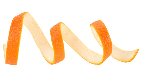 Fresh orange peel isolated on a white background. Vitamin C. Beauty health skin concept.