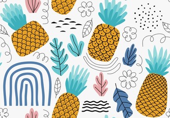 Seamless pineapple pattern. Cute pineapple pattern. vector illustration
