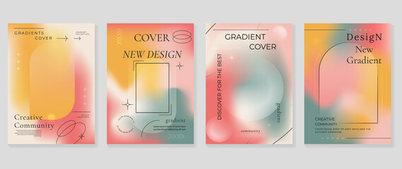 Fluid gradient background vector. Cute and minimalist style posters, Photo frame cover with pastel colorful geometric shapes and liquid color. Modern wallpaper design for social media, idol poster.