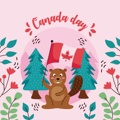 Sticker - canada day lettering with squirrel